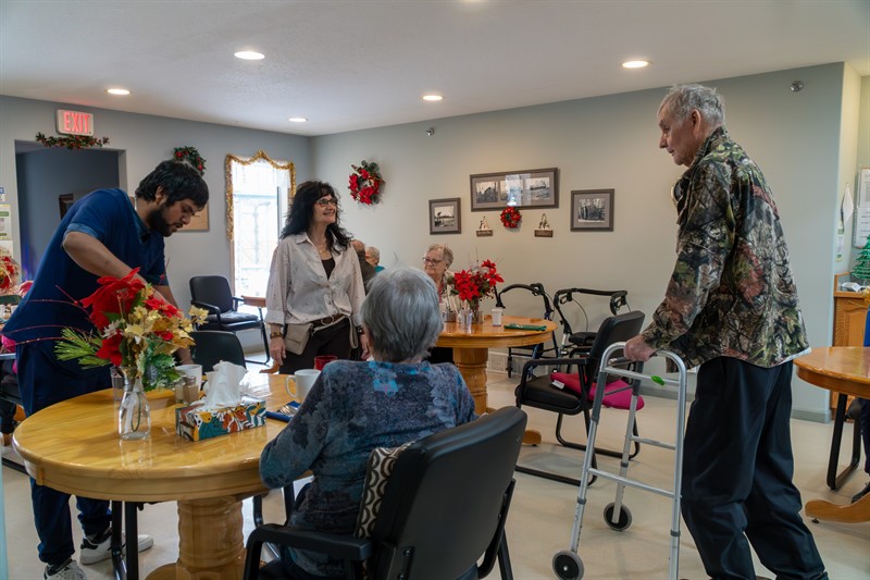 Residents sitting down for meal at borden care home